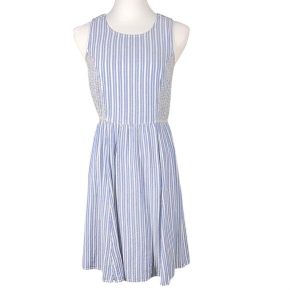 Fat Face Blue White Striped Sleeveless Smocked Fit‎ & Flare Dress Womens US 6